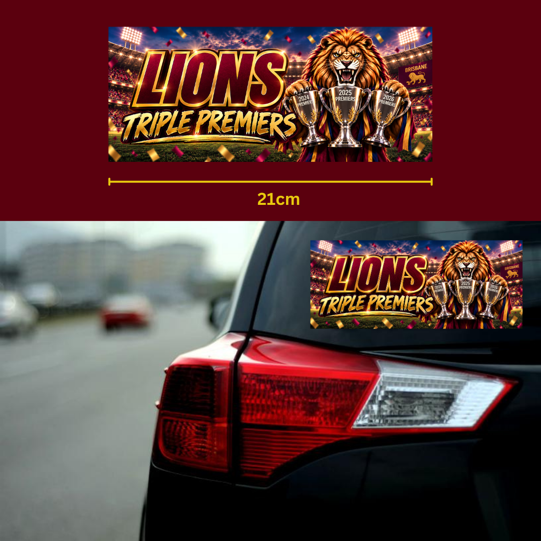 2026 Lions Triple Premiers Bumper Sticker